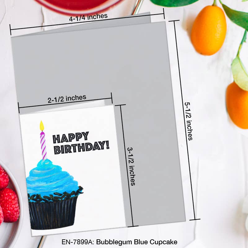 Bubblegum Blue Cupcake, Greeting Card (7899A), Enclosure, www.printedcanvas.com