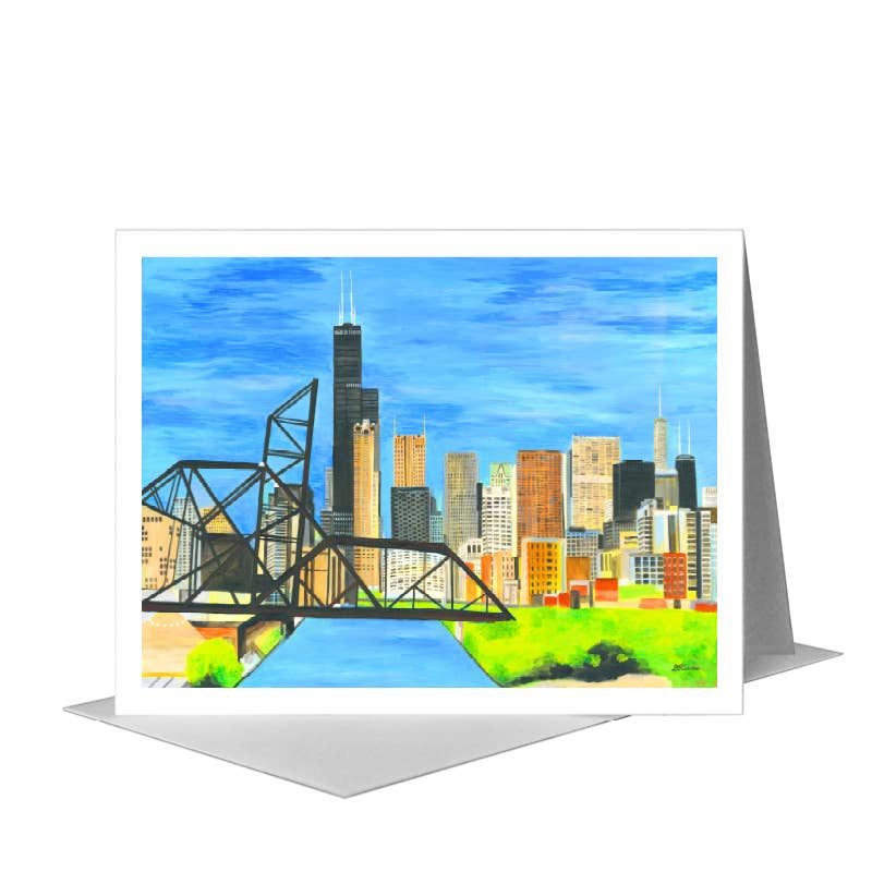 Bridge, Chicago, Greeting Card (#8382C) A2 Card Front, www.printedcanvas.com