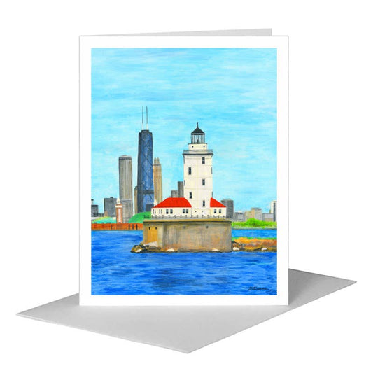 Lighthouse, Chicago, Greeting Card (#8640A) A2 Card Front, www.printedcanvas.com
