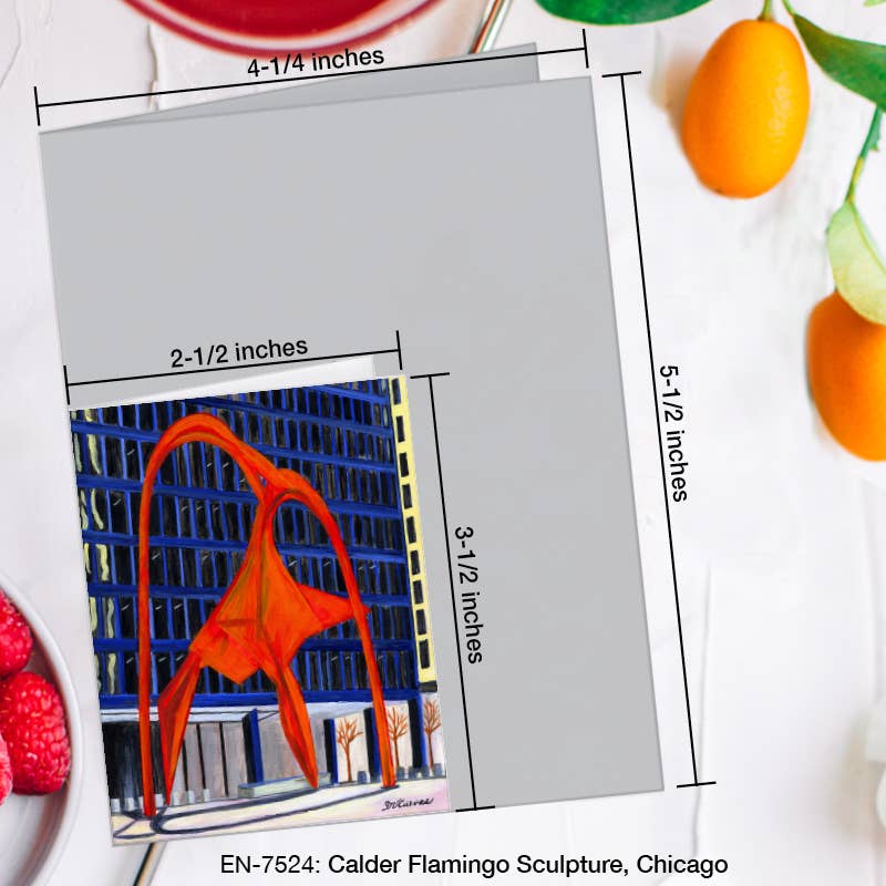 Calder Flamingo Sculpture, Chicago, Greeting Card (7524A), Enclosure Card, www.printedcanvas.com