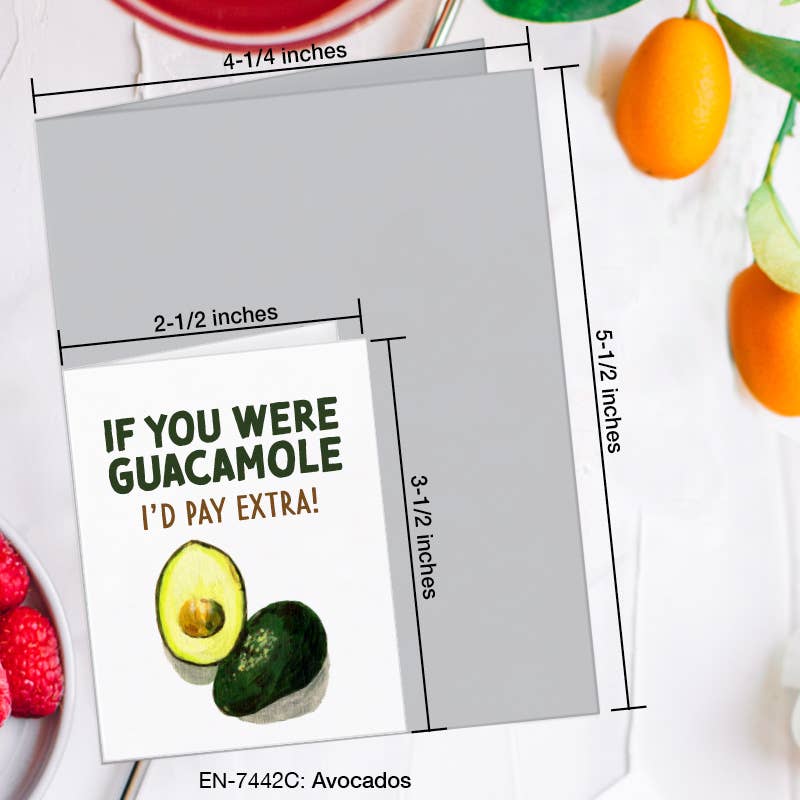 Avocados, Greeting Card (7442C), Enclosure, www.printedcanvas.com