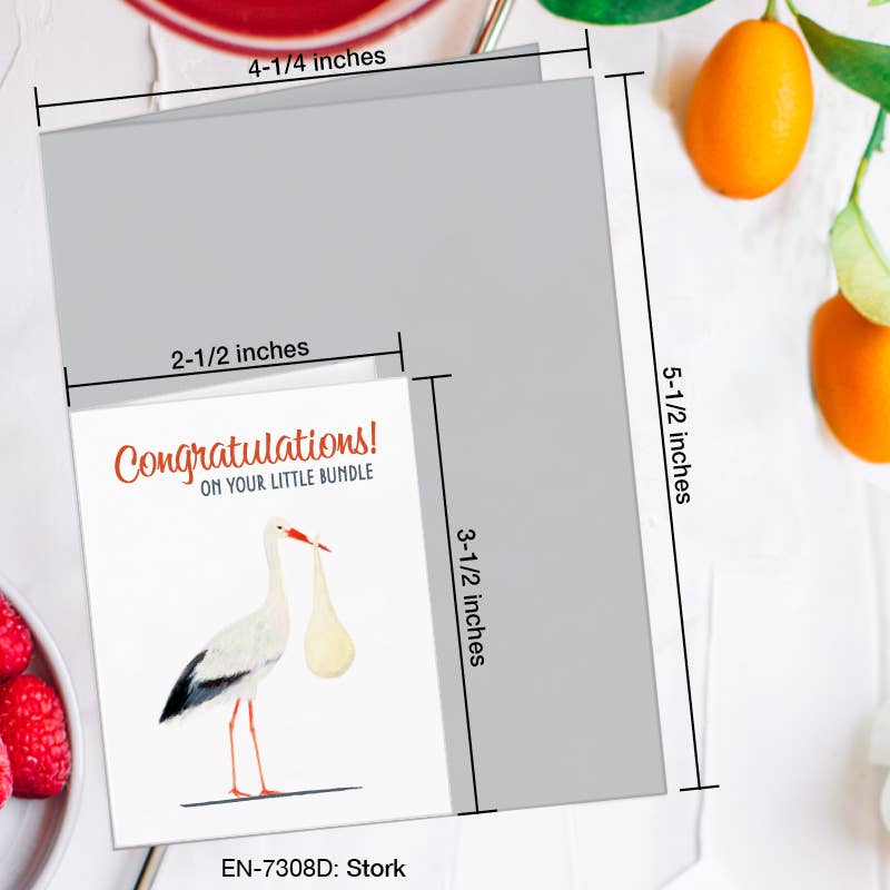 Stork, Greeting Card (7308D), Enclosure, www.printedcanvas.com