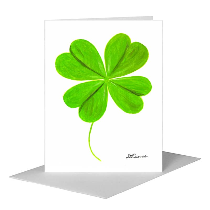 Clover 4-Leaf, Greeting Card (#7601E) A2 Card Front, www.printedcanvas.com