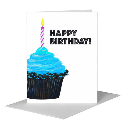 Bubblegum Blue Cupcake, Greeting Card (#7899A) A2 Card Front, www.printedcanvas.com