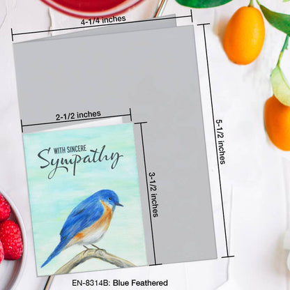 Blue Feathered, Greeting Card (8314B), Enclosure, www.printedcanvas.com