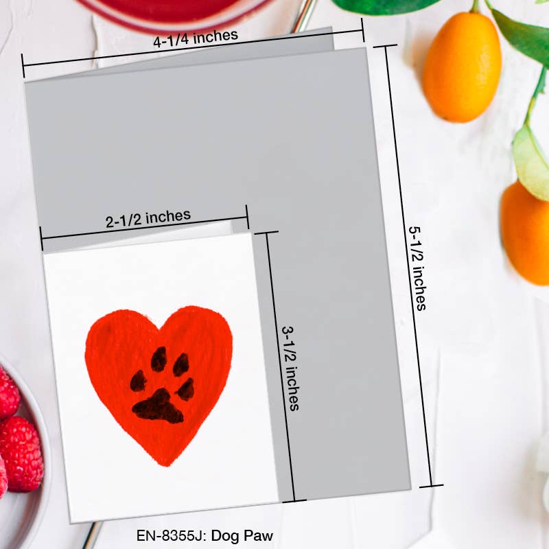 Dog Paw, Greeting Card (8355J), Enclosure Card, www.printedcanvas.com