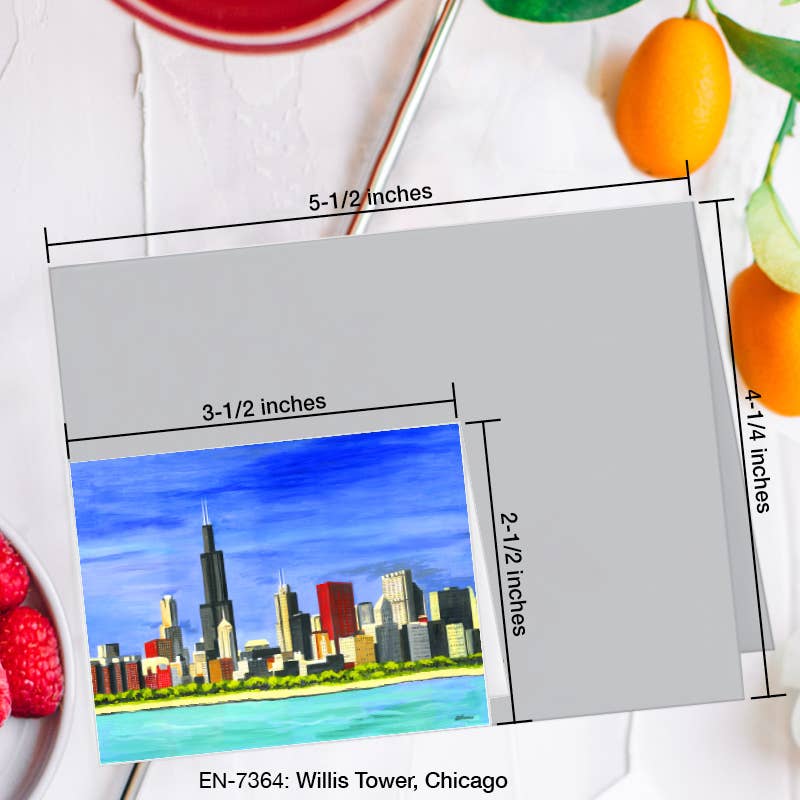 Willis Tower, Chicago, Greeting Card (7364B), Enclosure Card, www.printedcanvas.com