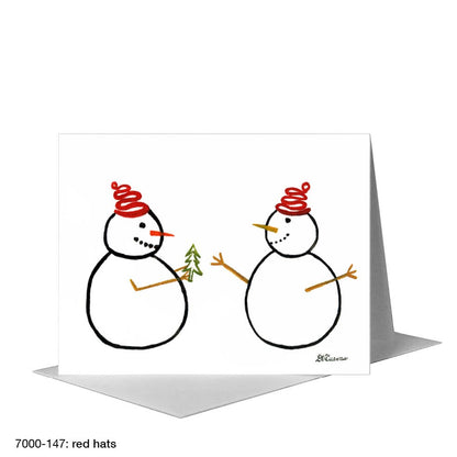 Red Hats, Greeting Card (#7355A) A2 Card Front, www.printedcanvas.com