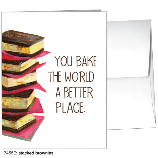 Stacked Brownie & Peanut Butter Cream Sandwiches, Greeting Card (7455E), A2 Card Front, www.printedcanvas.com