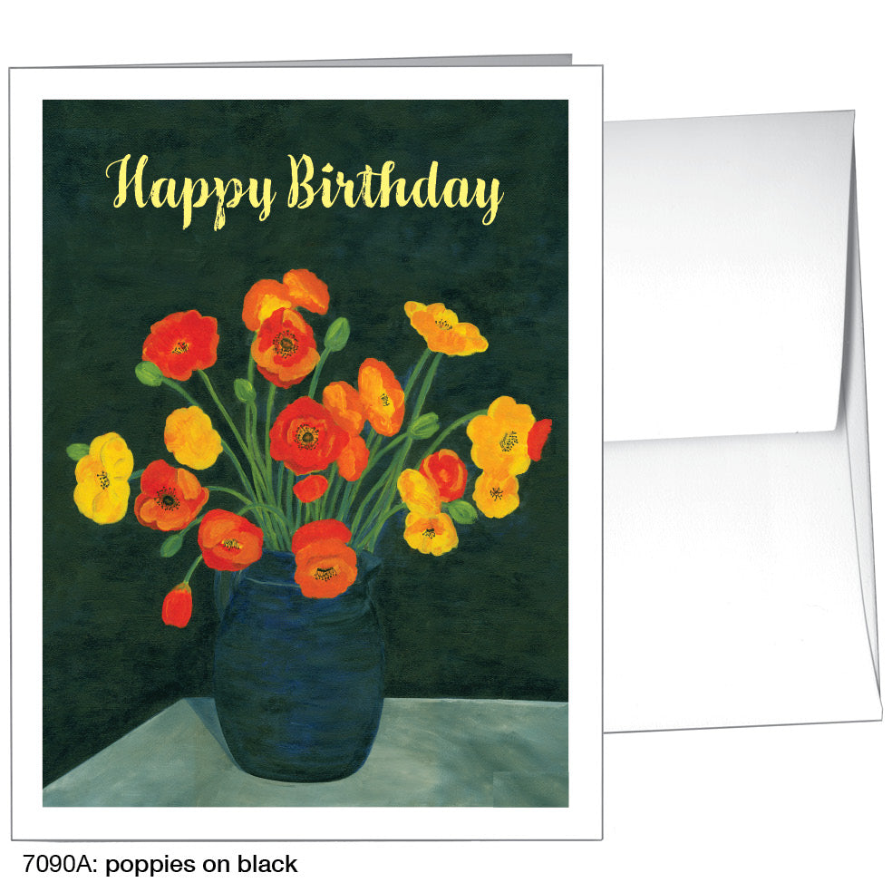 Poppies on Black, Greeting Card (7090A), A2 Card, printedcanvas.com