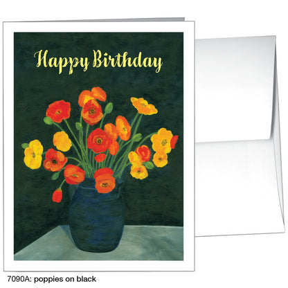 Poppies on Black, Greeting Card (7090A), A2 Card, printedcanvas.com