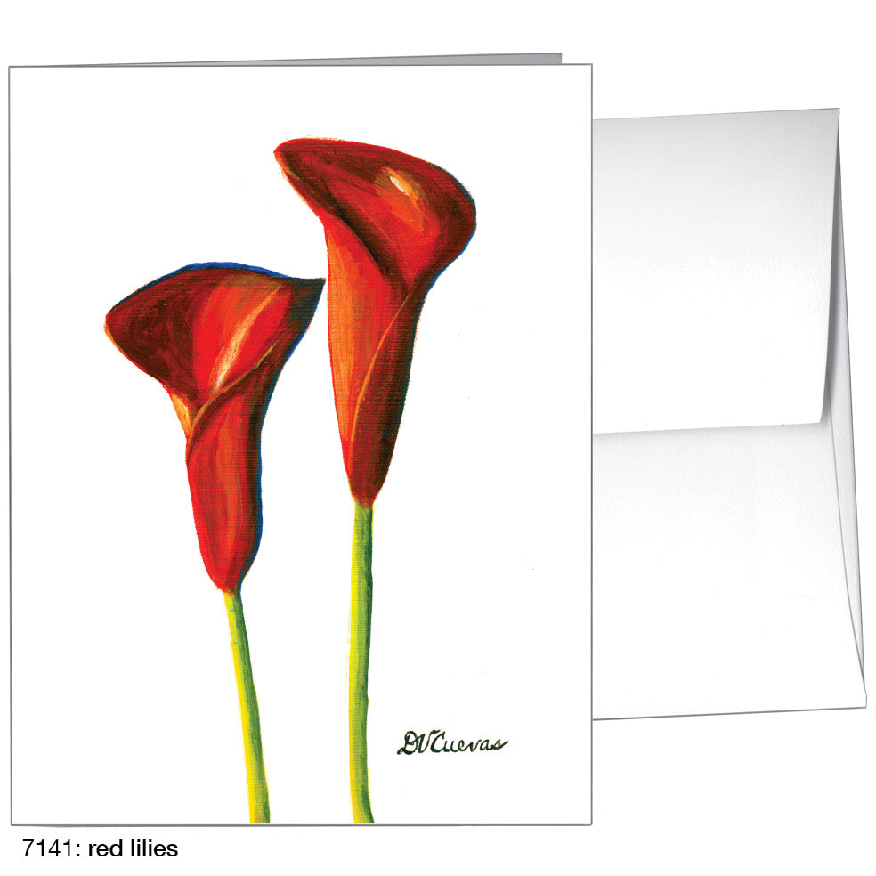 Red Lilies, Greeting Card (7141), A2, printedcanvas.com
