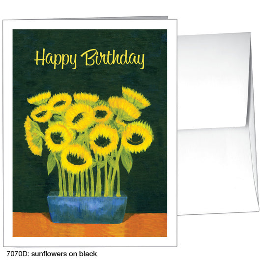 Sunflowers on Black, Greeting Card (7070D), A2 Card Front, www.printedcanvas.com