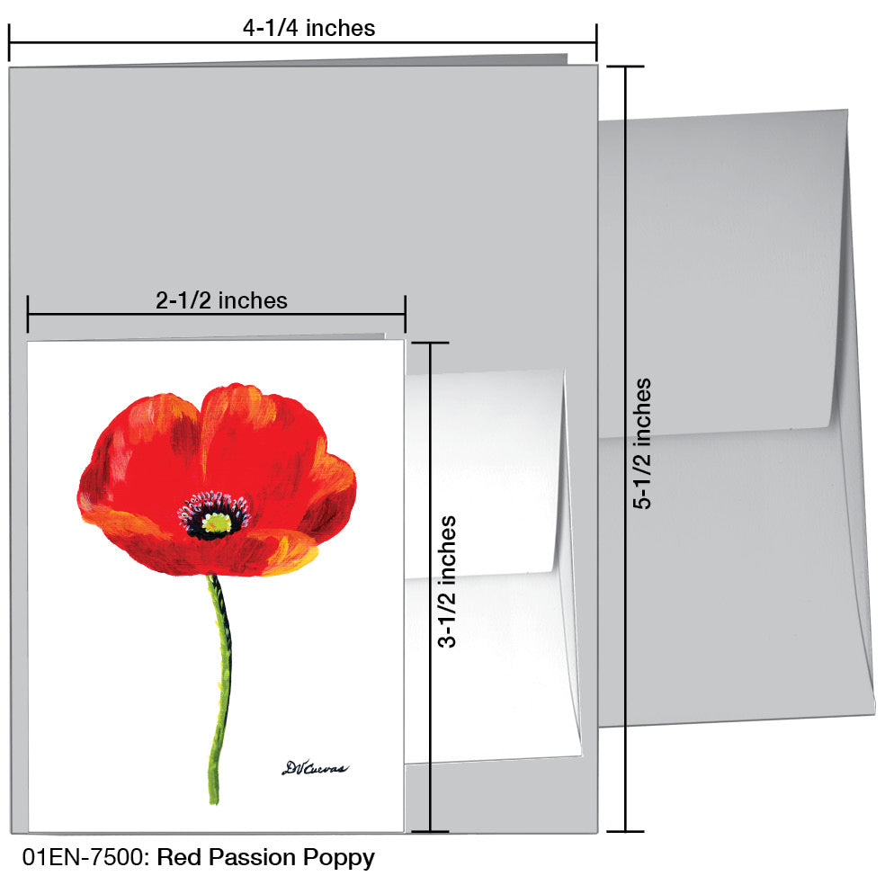 Red Passion Poppy, Greeting Card (7500A), Enclosure Card, www.printedcanvas.com