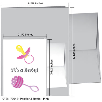 Pacifier & Rattle - Pink, Greeting Card (7964B), Enclosure, printedcanvas.com
