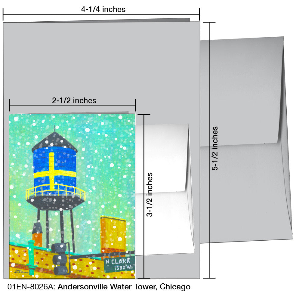 Andersonville Water Tower, Chicago, Greeting Card (8026A), Enclosure, printedcanvas.com