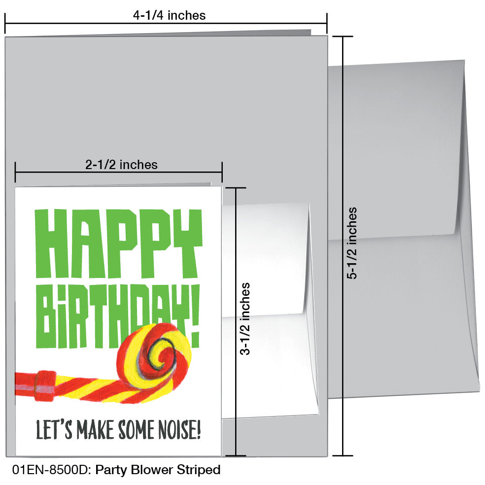 Party Blower Striped, Greeting Card (8500D), Enclosure, www.printedcanvas.com