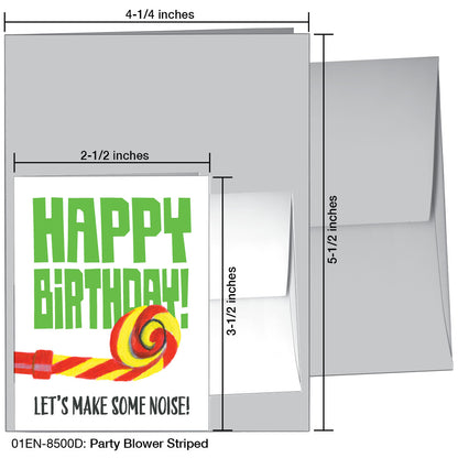 Party Blower Striped, Greeting Card (8500D), Enclosure, www.printedcanvas.com