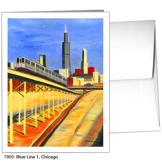 Blue Line 1, Chicago, Greeting Card (7950), A2, printedcanvas.com