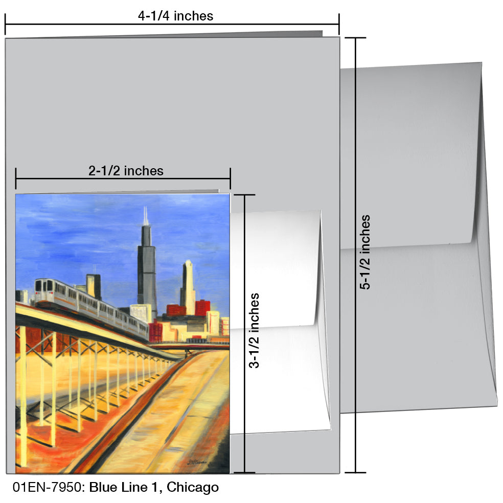 Blue Line 1, Chicago, Greeting Card (7950A), Enclosure, www.printedcanvas.com