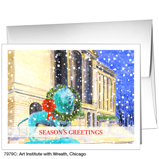 Art Institute with Wreath, Chicago, Greeting Card (7979C), A2 Card Front, www.printedcanvas.com