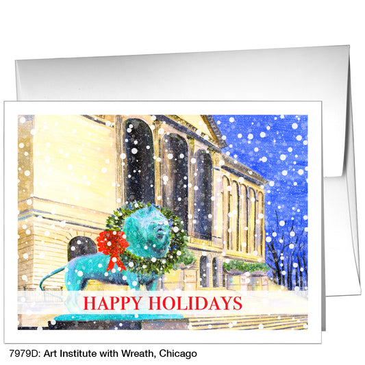 Art Institute with Wreath, Chicago, Greeting Card (7979D), A2 Card Front, www.printedcanvas.com