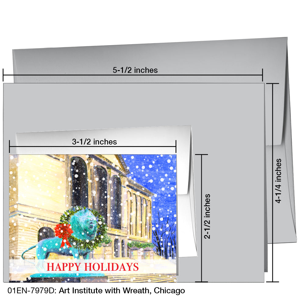 Art Institute with Wreath, Chicago, Greeting Card (7979D), Enclosure Card, www.printedcanvas.com