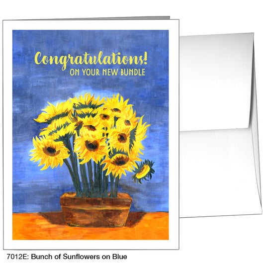 Bunch of Sunflowers on Blue, Greeting Card (7012E), A2, printedcanvas.com