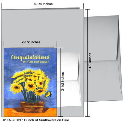 Bunch of Sunflowers on Blue, Greeting Card (7012E), Enclosure, printedcanvas.com