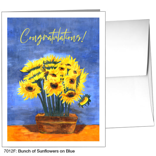 Bunch of Sunflowers on Blue, Greeting Card (7012F), A2, printedcanvas.com