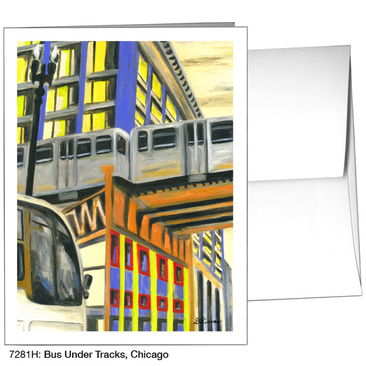 Bus Under Tracks, Chicago, Greeting Card (7281H), A2 Card Front, www.printedcanvas.com