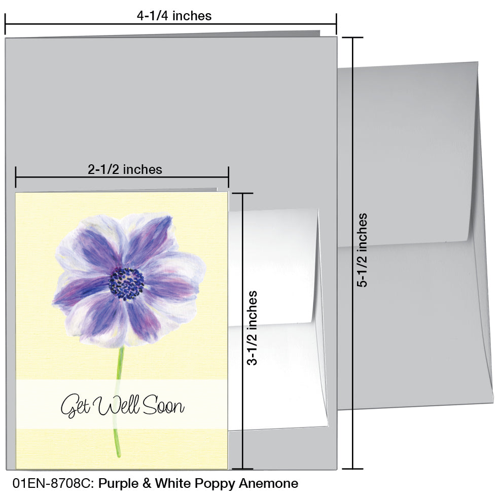 Purple & White Poppy Anemone, Greeting Card (8708C), Enclosure Card, www.printedcanvas.com