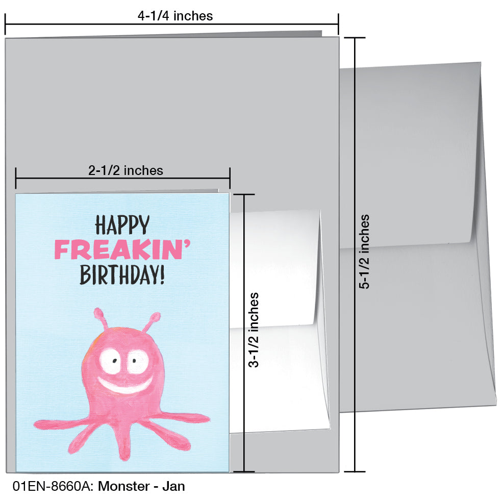 Monster - Jan, Greeting Card (8660A), Enclosure Card, www.printedcanvas.com
