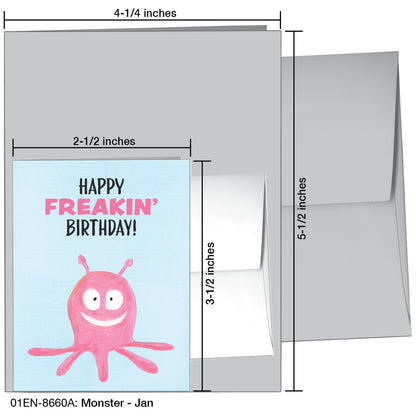 Monster - Jan, Greeting Card (8660A), Enclosure Card, www.printedcanvas.com