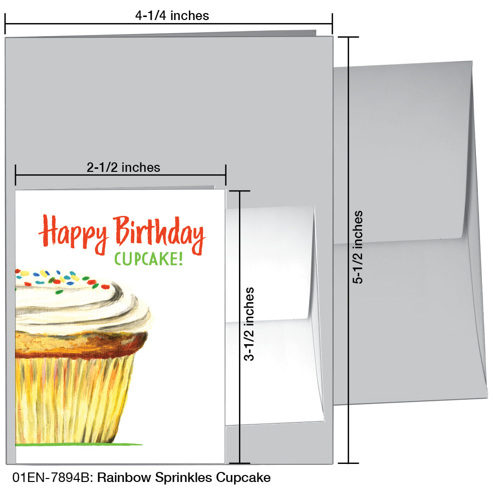 Rainbow Sprinkles Cupcake, Greeting Card (7894B), Enclosure Card, printedcanvas.com