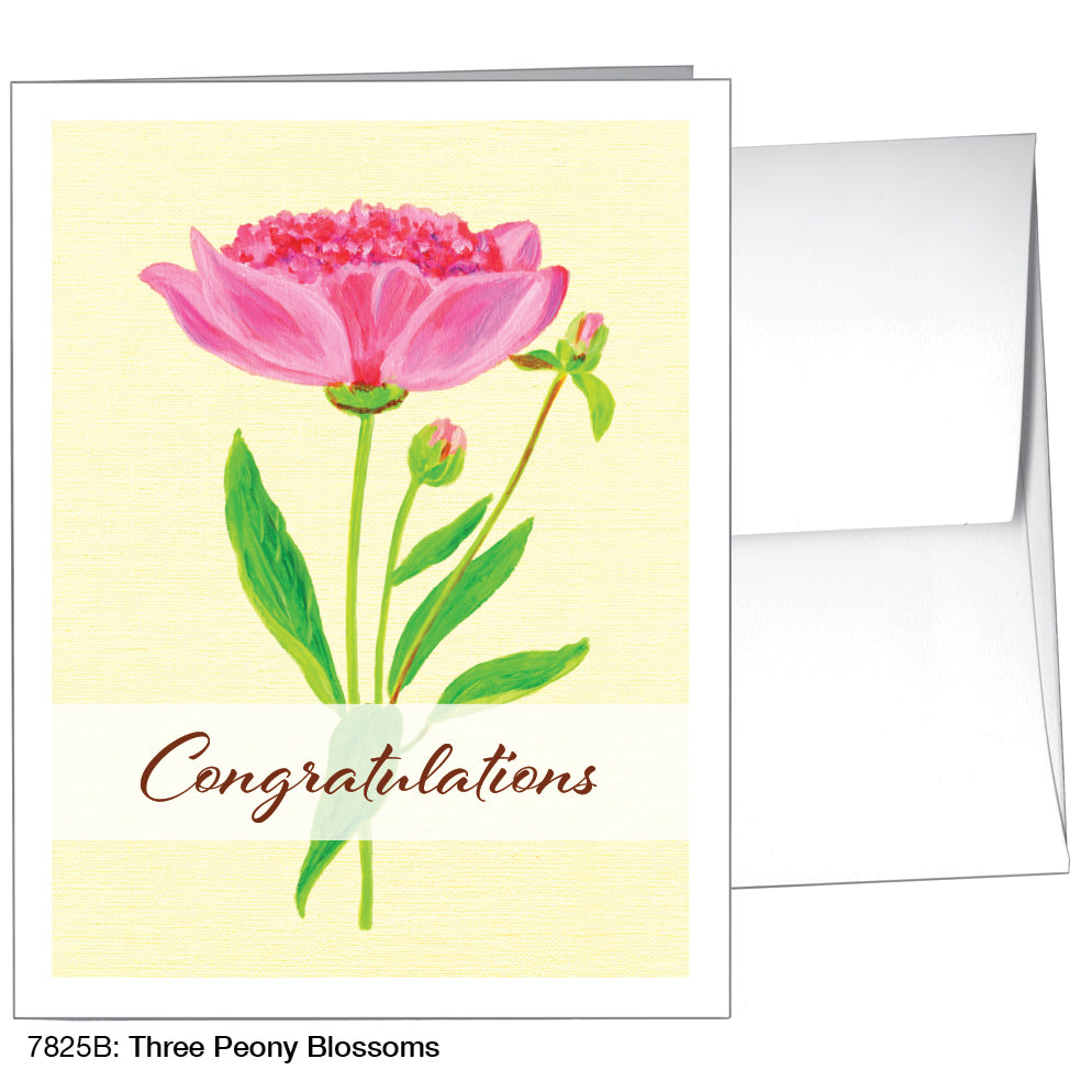 Three Peony Blossoms, Greeting Card (7825B), A2, printedcanvas.com