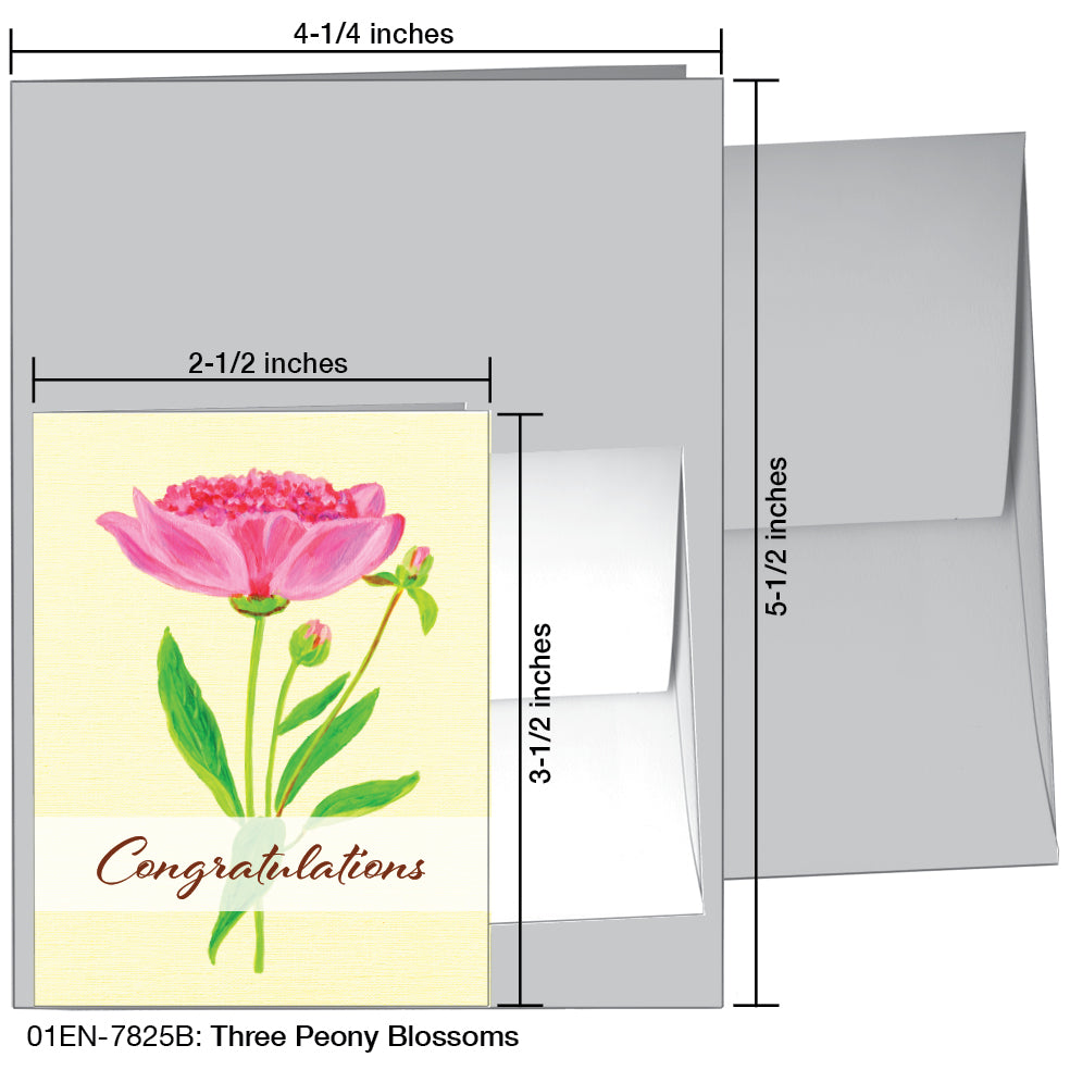 Three Peony Blossoms, Greeting Card (7825B), Enclosure, printedcanvas.com