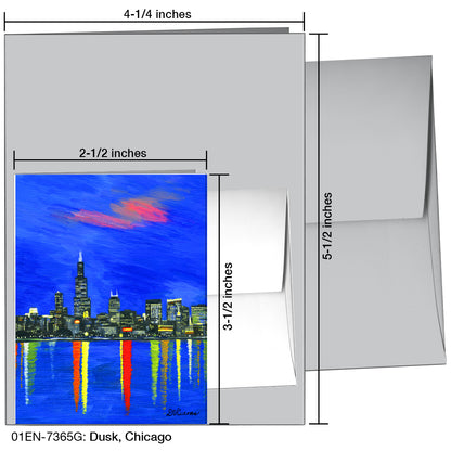 Dusk, Chicago, Greeting Card (7365G), Enclosure Card, printedcanvas.com
