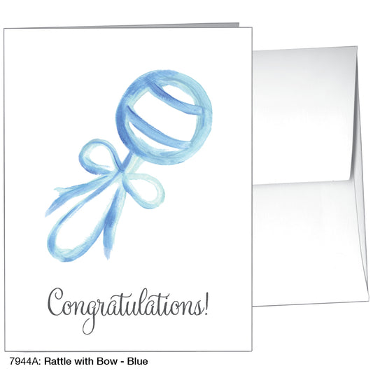 Rattle With Bow - Blue, Greeting Card (7944A), A2, printedcanvas.com