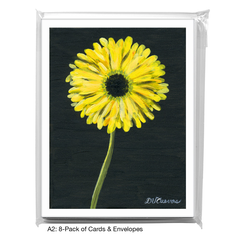Gerber Yellow on Black, Greeting Card (7435B), A2 Card 8-Pack, www.printedcanvas.com