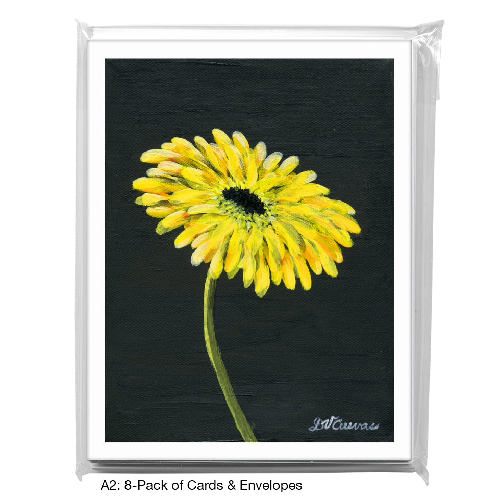 Gerber Yellow on Black, Greeting Card (7435C), A2 Card 8-Pack, www.printedcanvas.com
