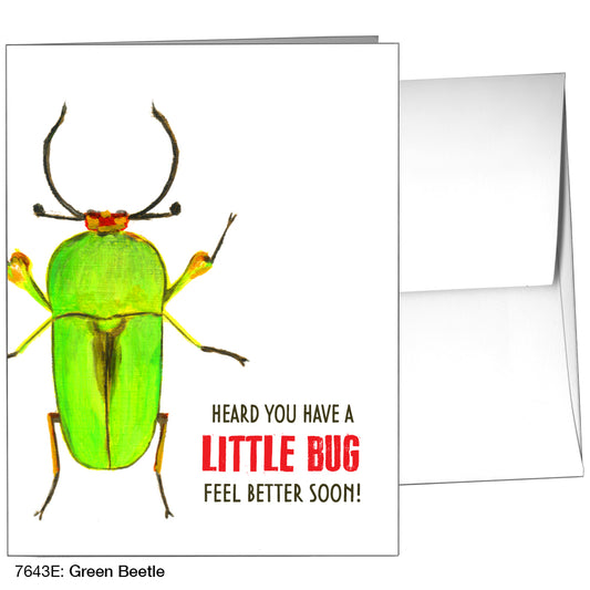 Green Beetle, Greeting Card (7643E), A2 Card Front, www.printedcanvas.com