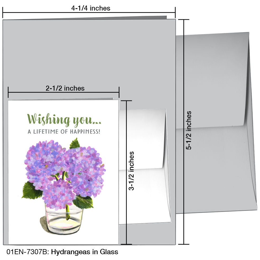Hydrangeas In Glass, Greeting Card (7307B), Enclosure, printedcanvas.com