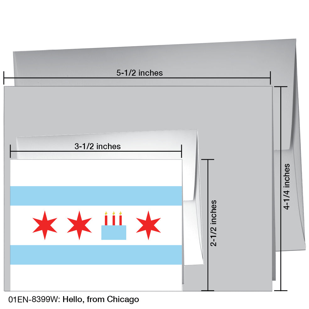 Hello, from Chicago, Greeting Card (8399W), Enclosure Card, www.printedcanvas.com