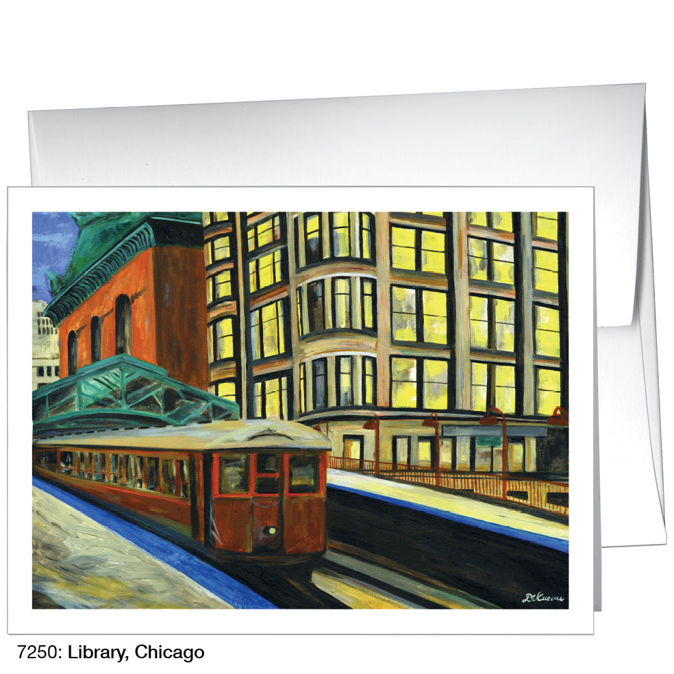 Library, Chicago, Greeting Card (7250A), A2 Card, www.printedcanvas.com