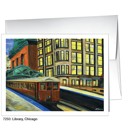 Library, Chicago, Greeting Card (7250A), A2 Card, www.printedcanvas.com