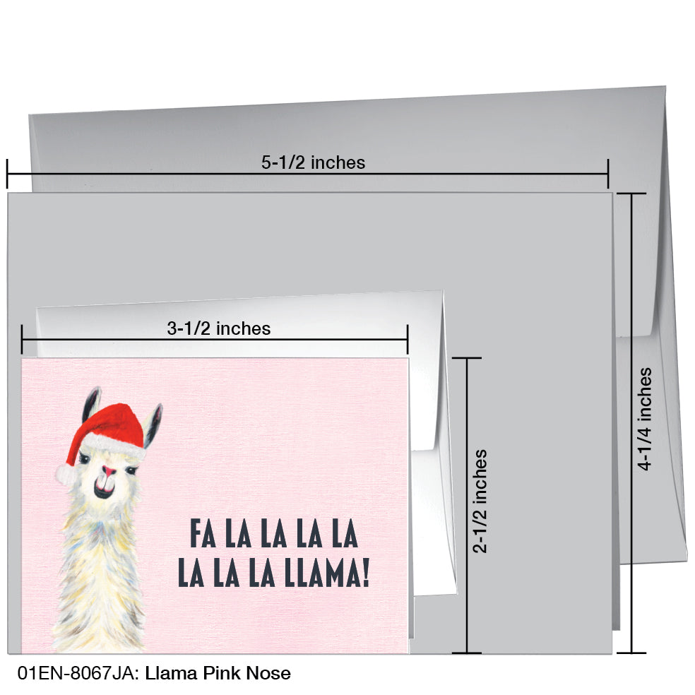 Llama Pink Nose, Greeting Card (8067JA), Enclosure Card, www.printedcanvas.com