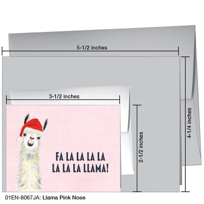 Llama Pink Nose, Greeting Card (8067JA), Enclosure Card, www.printedcanvas.com