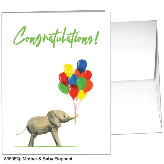 Mother & Baby Elephant, Greeting Card (8359EQ), A2, printedcanvas.com