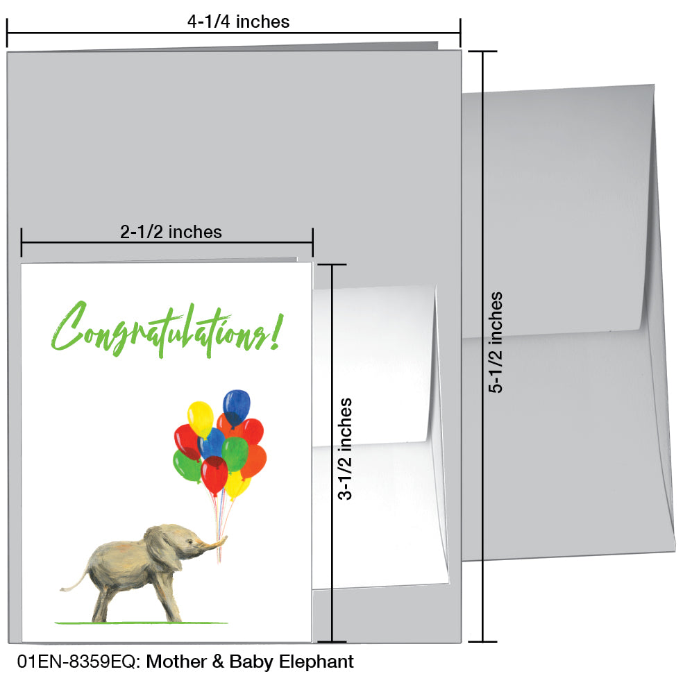Mother & Baby Elephant, Greeting Card (8359EQ), Enclosure, printedcanvas.com